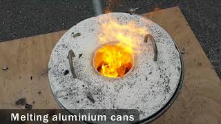 Melting aluminium in a backyard mini metal foundry