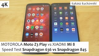 MOTOROLA Moto Z3 Play vs XIAOMI Mi 8 ❗❗❗ | Speed Test | Snapdragon 636 vs Snapdragon 845