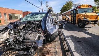 Multiple injuries in crash involving school bus in Atlanta