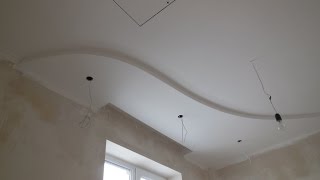 потолок из гипсокартона своими руками видео, двухуровневые потолки