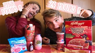 EATING ONLY PINK FOOD FOR 24 HOURS !!