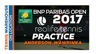Kevin Anderson Practice with Stan Wawrinka at the BNP Paribas Open 2017