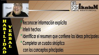 Habilidad verbal (Información explícita, Inferir hechos, Resumen, Cuadro sinóptico) COMIPEMS 2019