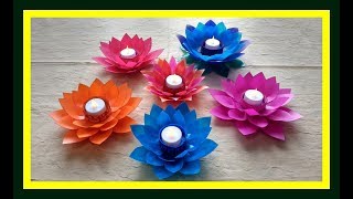 DIY lotus flower candle holder from waste milk bottle #howto make Lotus flower candle holder