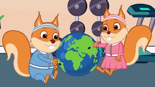 Famille d'Écureuil - Globe D'un Ballon Animé 2021 en Français