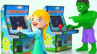 HULK & FROZEN ELSA PLAY PAC-MAN ❤ Superhero Babies Play Doh Cartoons For Kids ❤ Play Doh Stop Motion