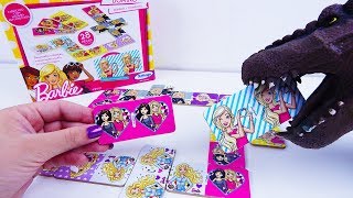 Dino Bagunça e Canal ToyKids Joga Jogo Dominó da Barbie Valendo Prêmio Surpresa! Doutora Vs Dinossau