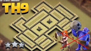 Town Hall 9 Weird War Base Anti 3 Star (TH9 Best War Base AnTi Air/Valkyries/Bowlers Combo)