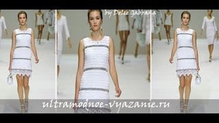Платье крючком в стиле D&G. 2. Расчет петель, начало вязания.
