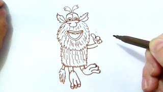 Как нарисовать Буба  Как рисовать бубу для детей  Домовенок Буба