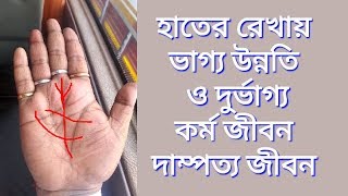 হাতের রেখায় ভাগ্য উন্নতি ও দুর্ভাগ্য, কর্ম জীবন দাম্পত্য জীবন || Palm reading Bengali