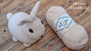 Игрушка Кролик крючком. Видео и схема. Crochet rabbit toy. Alize cotton gold hobby