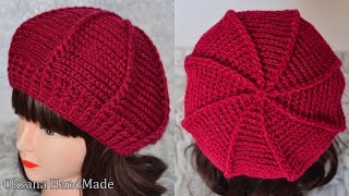 Теплый берет крючком. Подробный мастер класс. Warm beret crochet