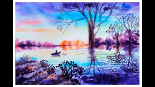 Как нарисовать весну акварелью. Рисунок весна. How to draw a spring landscape watercolor.