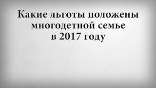 Какие льготы положены многодетной семье в 2017 году