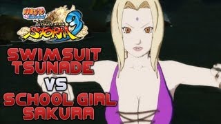 Naruto Storm 3 Swimsuit Tsunade Vs School Girl Sakura