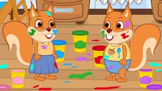 Famille d'Écureuil - Tache de Pâte à Modeler Arc-en-ciel Vidéos Animé 2020 en Français 13+