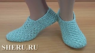 Теплые удобные и стильные следки без швов на двух спицах Урок 273