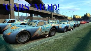 GTA IV - Disney "CARS" Mod Event! Group Stunt, BUSTED & Demolition Derby