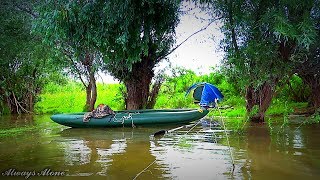 Рыбалка на нижней Волге по высокой воде. Сом на червя. Спиннинговая ловля. Рыбалка с ночёвкой