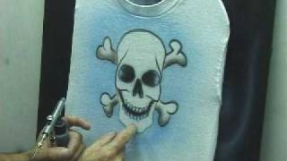 Airbrush Skull and Cross Bones Simple T Shirt Design