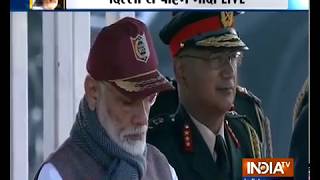 PM Modi inspects the guard of honour at NCC rally in Delhi