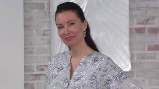 Dennis Basso Printed Woven Split Neck 3/4-Sleeve Tunic on QVC