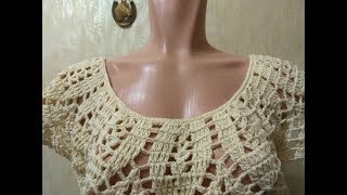 Как связать ажурную кофточку от горловины