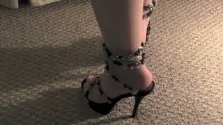 Nylon feet in high heels