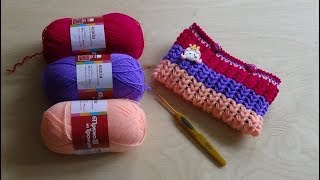 М.К. Трёхцветный пенал крючком.?или косметичка ( three-color pencil case crochet. )