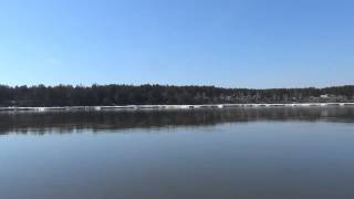 Паром через реку Енисей. Красноярский край, Енисейский район, п. Стрелка.