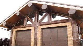 Гараж из кедра по каркасно-бревенчатой технологии Post&Beam