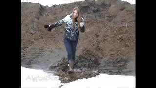 Girl Lena walks in rubber boots. Part-4(21/04/16)