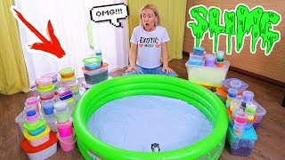 СМЕШАЛА ВСЕ СЛАЙМЫ В БАССЕЙНЕ  ?ГИГАНТСКИЙ ЛИЗУН без клея ЧЕЛЛЕНДЖ SLIME POOL CHALLENGE коллекция