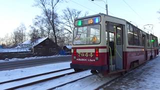 Трамвай Санкт-Петербурга 8-120: ЛВС-86К б.7044 по №10 (31.01.18)