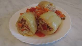 Перец фаршированный мясом и овощами. Болгарский перец фаршированный.