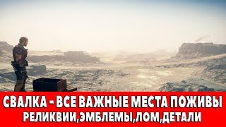 MAD MAX - СВАЛКА - ВСЕ ВАЖНЫЕ МЕСТА ПОЖИВЫ (РЕЛИКВИИ,ЭМБЛЕМЫ,ЛОМ)