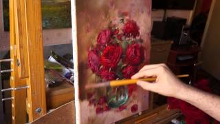 Розы (этюд). Живопись маслом. Process of creating oil painting.