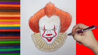 How to draw Pennywise from IT 2017 Movie, Как нарисовать Пеннивайза, ОНО