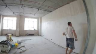Шпаклёвка стен 90 м2 за 2 часа. Реальная работа настоящих мастеров.