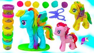 My Little Pony Gaint Rainbow Dash Play Doh Hairstyle Hair Cut Makeover MLP Video