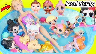 LOL Surprise Dolls Visit Barbie Dog Pool, Eat McDonalds Happy Meal with Chicken Pox Drive Thru Toy