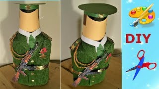 Декор бутылки своими руками 23 февраля. 9 мая. День пограничника.DIY