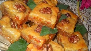 Пахлава из слоеного теста. Рецепт