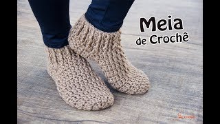 Meia de Crochê Tam Adulto - Passo a passo Professora Simone