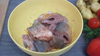 Форель с овощами, запеченная в духовке.