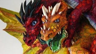 Paper Mache Dragon Pair