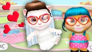 Кошка Анджела открывает новые наклейки в игре про Говорящую кошку Анджелу