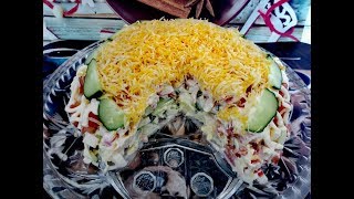 САЛАТ "БЕЗУМНЫЙ" с крабовыми палочками. СОЧНЫЙ, свежий и вкусный!