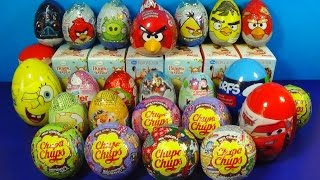 30 surprise eggs!!! Disney Cars Angry Birds STAR WARS SpongeBob SMURFS Hello Kitty Kinder Surprise